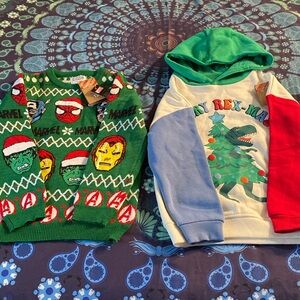 💀💀Boys Marvel Xmas sweater pullover hoodie Rex-mas